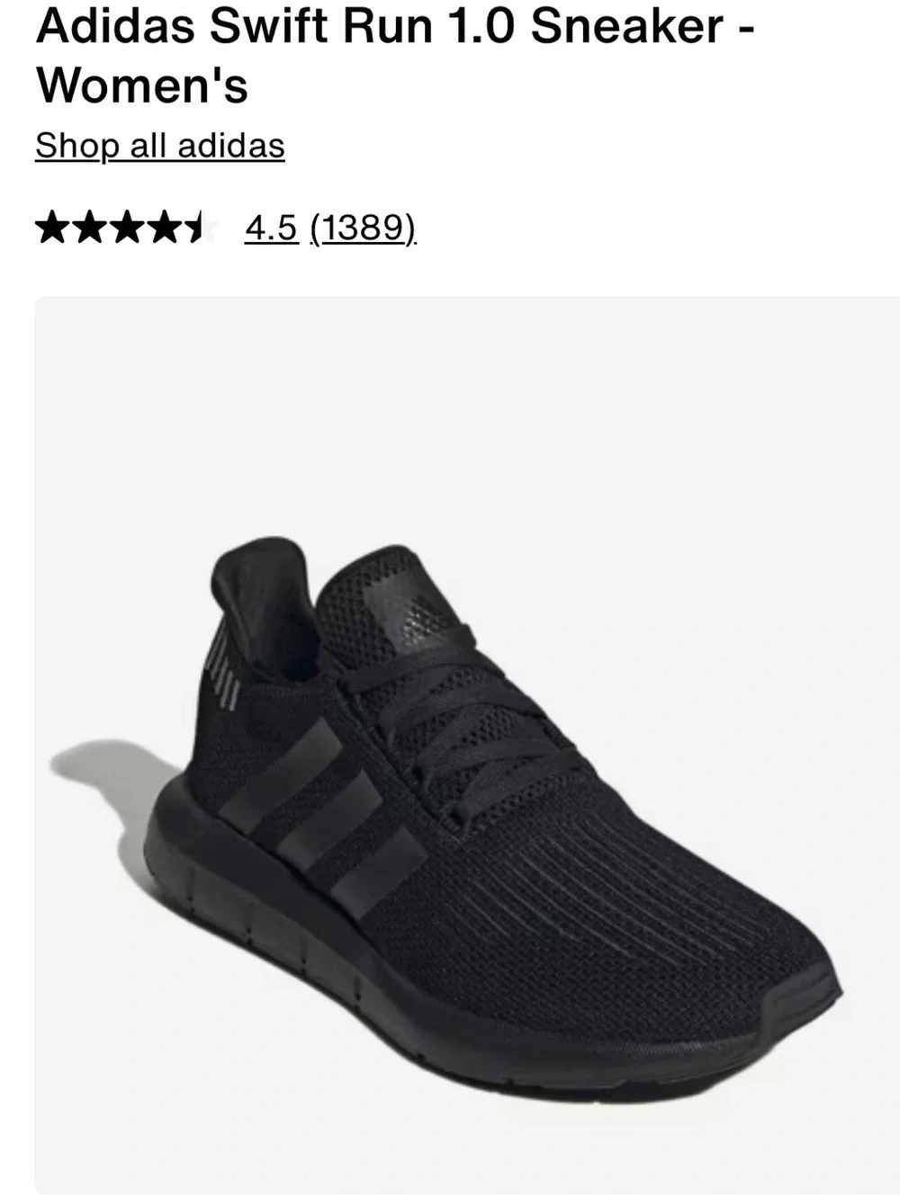 adidas Swift Run 1.0 Men's Black Knit Sneakers